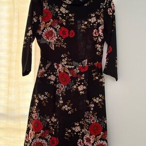 Nicole Miller Black Floral Long Sleeve Dress